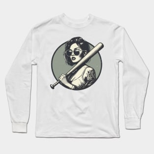 baseball badass girl Long Sleeve T-Shirt